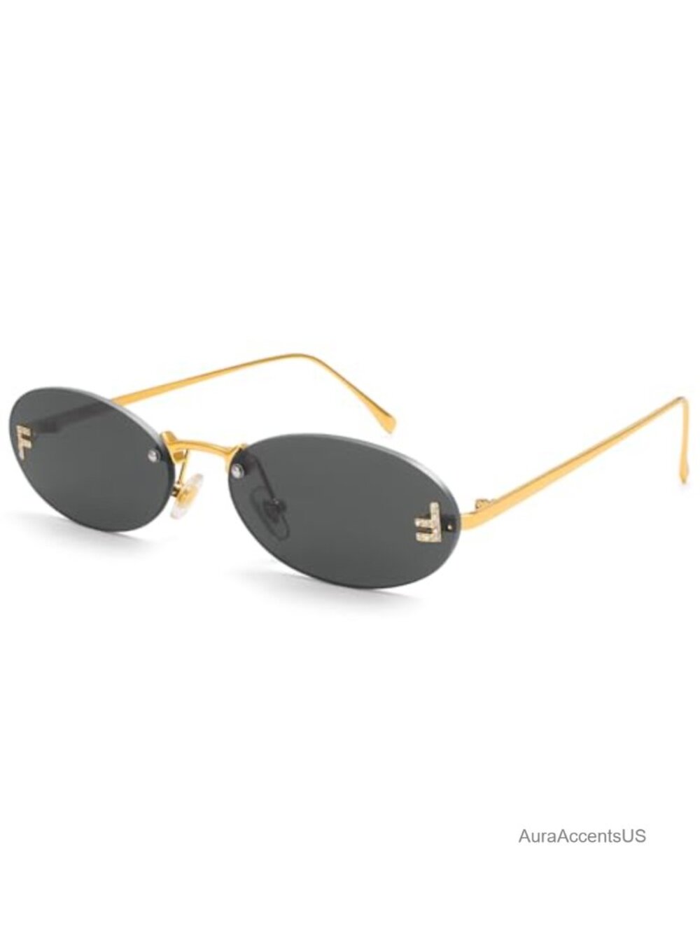 Rimless Oval Sunglasses Retro Y2K UV Protection Party Festival